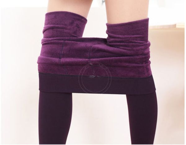 

wholesale- leginsy damskie leggings women girls 8 colors solid winter thick warm fleece lined thermal stretchy warm pants, Black