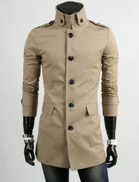 

europe and the united states the new men's winter cultivate one's morality fashion personality single-breasted trench coat/m-2xl, Black