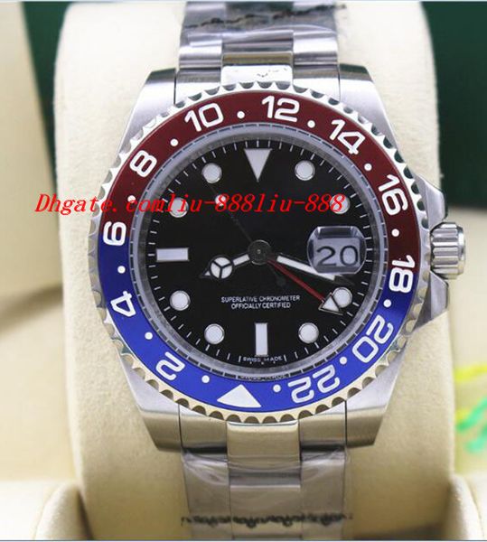 

luxury watches ii 116719 red blue ceramic bezel 18k white gold new automatic mens watch men's watch wristwatch, Slivery;brown