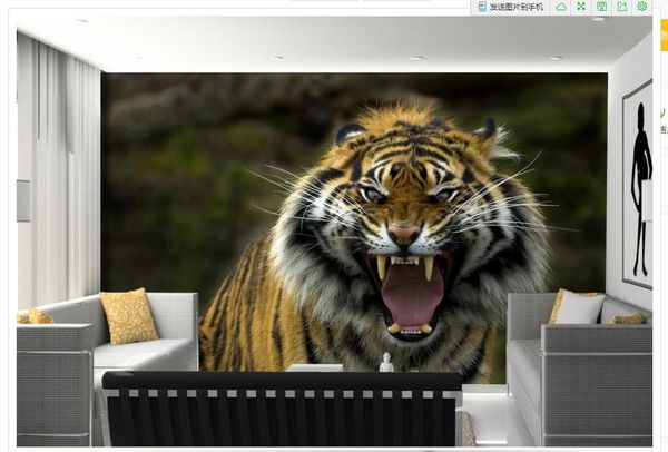 Tiger Fotografie TV Wandbild 3d wallpaper 3d Tapeten für TV Hintergrund