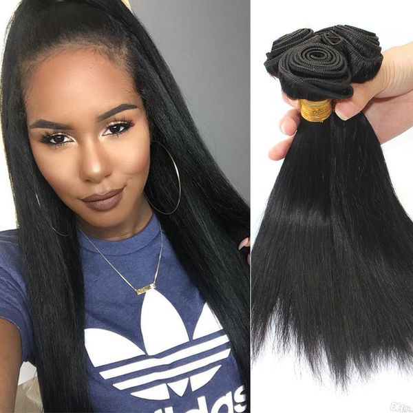 Indian Virgin Hair Silk Straight Human Hair Weave Bundles Natural