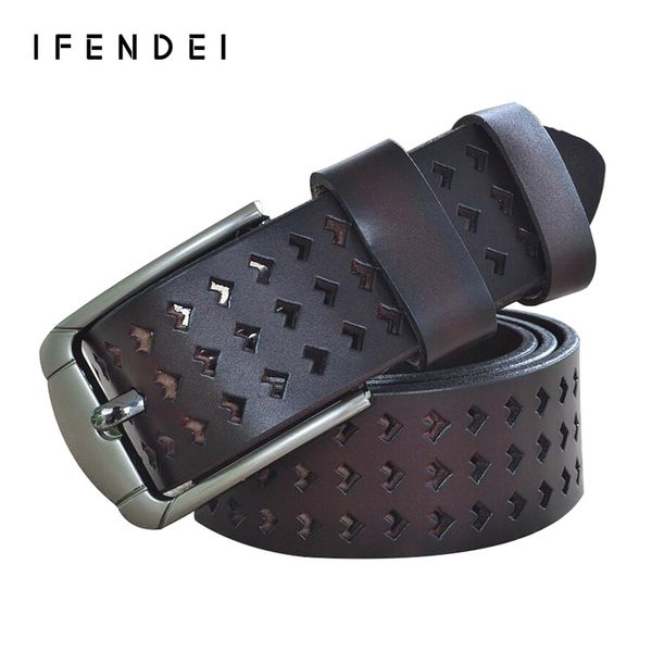 

wholesale- ifendei fashion designer brand belts women luxury genuine leather hollow belts alloy buckle belt wild waist jeans, Black;brown