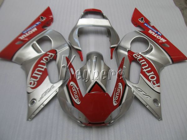 Kit carenatura in plastica più venduto per Yamaha YZR R6 98 99 00 01 02 set carenature rosso argento YZF R6 1998-2002 HT47