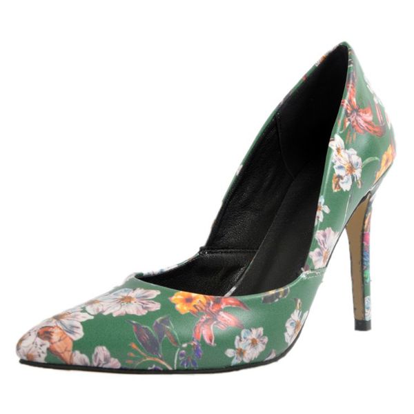 

kolnoo womens fashion handmade new arrival slip-on patchwork shoes pointy party dress print fllower high heel pumps xd378, Black