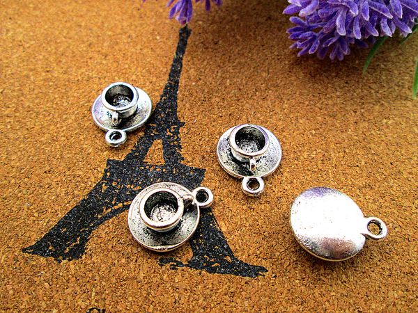 

30pcs--tea cup charms ,antique tibetan silver tea cup charms pendants 19x15mm, Bronze;silver