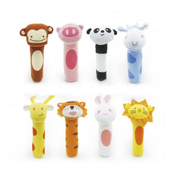 

wholesale- 14cm new developmental animal soft stuffed infant baby plush toys rattles kids 8 styles