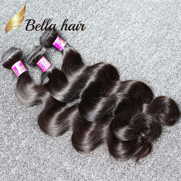 

1024 inch natural color indian hair weft 3 bundles 9a body wave extensions, Black