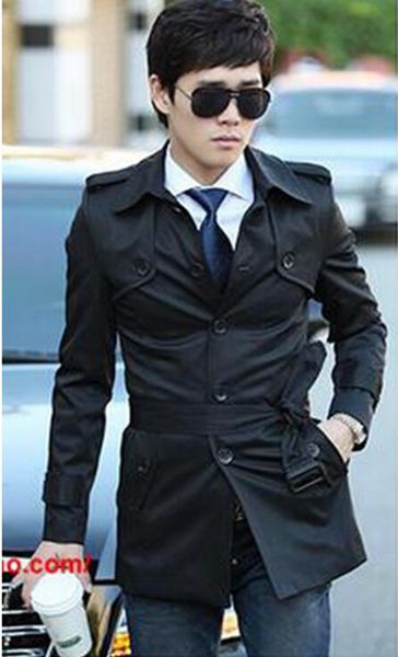 

men's autumn/winter fashion fashion in europe and the fine english cultivate one's morality trench coat / s-3xl, Black