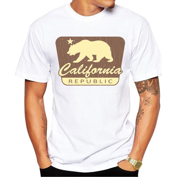 

2020 men fashion t shirt hipster california republic vintage printed tee shirts short sleeve california bear t-shirt, White;black