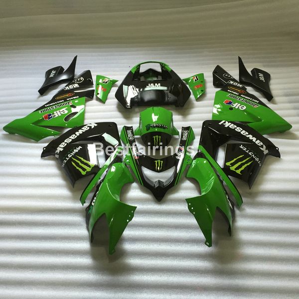 

Top elling bodywork fairing for kawa aki ninja zx10r 04 05 green black fairing kit zx10r 2004 2005 yt21