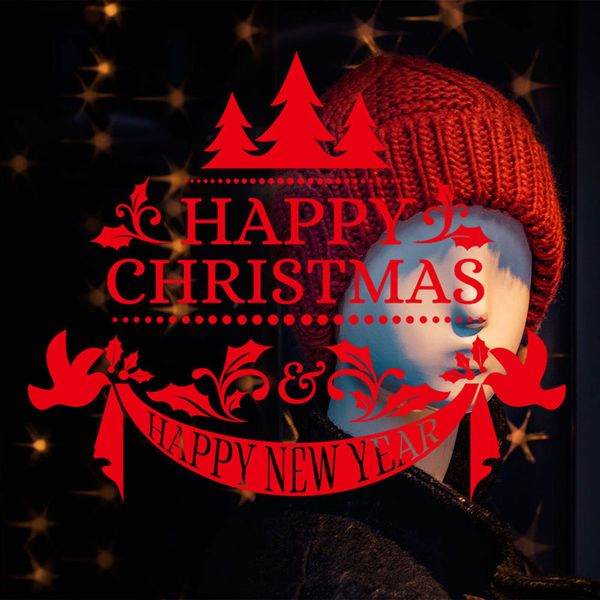 

merry christmas happy new year wall stickers removable art decals for glass window store living room home decor