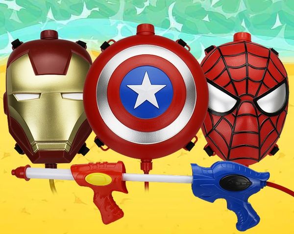 Acheter Captain America Iron Spiderman Sac à Dos Pistolet à Eau Grands Enfants Pistolet à Eau Jouets Plage De Haute Pression Tirez Loin Jouets De