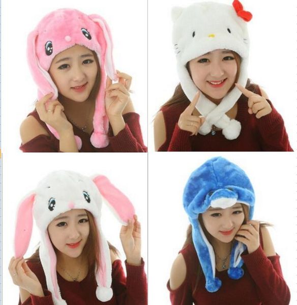 Inverno quente Recheado animal dos desenhos animados chapéu crianças Plush Cap MÁSCARA Cachecol Capa 3D Earmuff Chapelaria Crianças Partido Beanie Chapéus Caps adereços traje de Pele