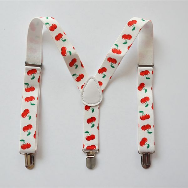 

wholesale-children suspenders baby boys and girls suspenders clip-on y-back braces elastic cherry pattern print kids suspenders, Black;white