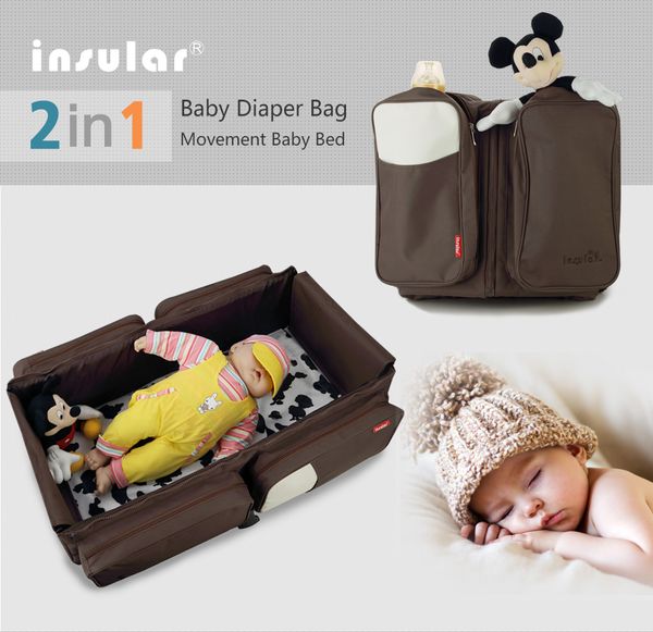 

wholesale-portable baby bed crib outdoor folding bed travelling baby diaper bag infant safety bag cradles bed baby crib safety mommy bag