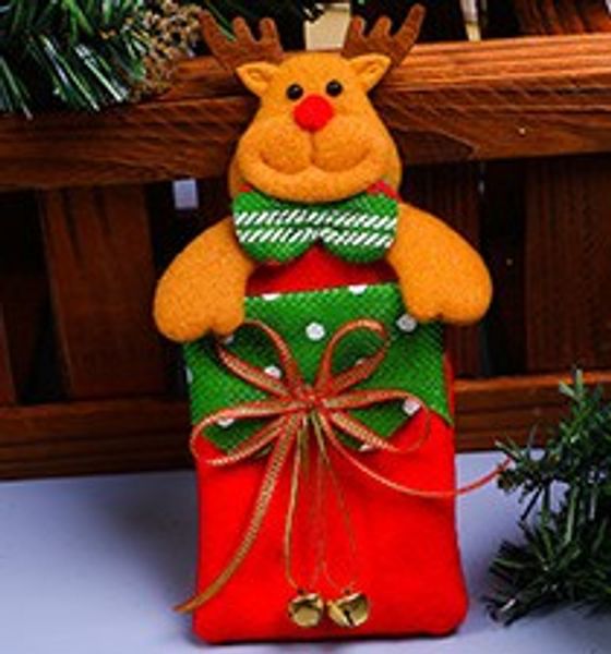 

retail 10pcs christmas gift bags large organic heavy canvas bag santa sack drawstring bag with reindeers santa claus sack bags for kids