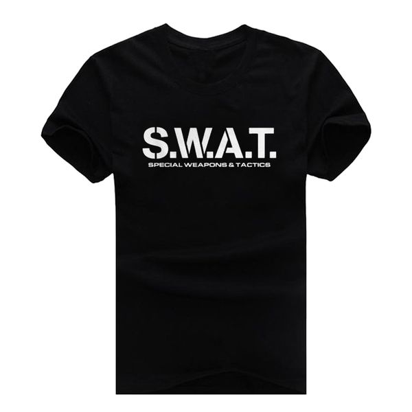 

swat new fashion man t-shirt cotton o neck mens short sleeve mens tshirt male tees wholesale, White;black