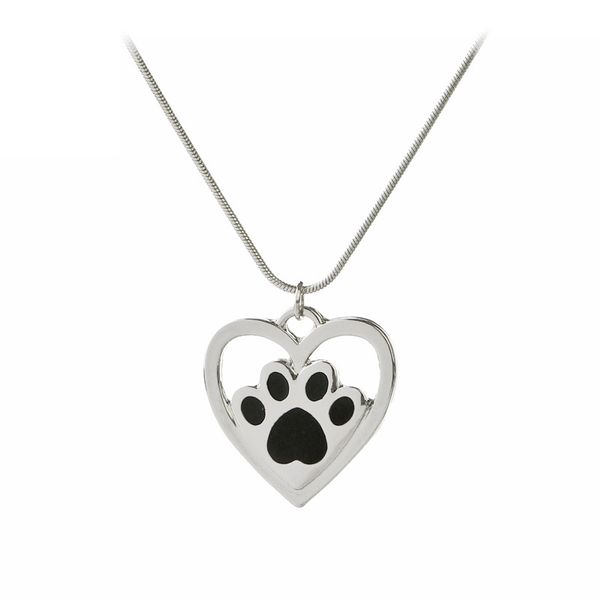 

new fashion paw heart necklace pet puppy dog pendant love paw necklaces pendant ing, Silver