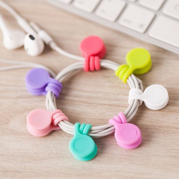 Bobina de ímã de silicone fone de ouvido cabo winder tipo bobina winder hubs cabo titular fio organizador de fio para iphone xiaomi 1000 pcs / lot