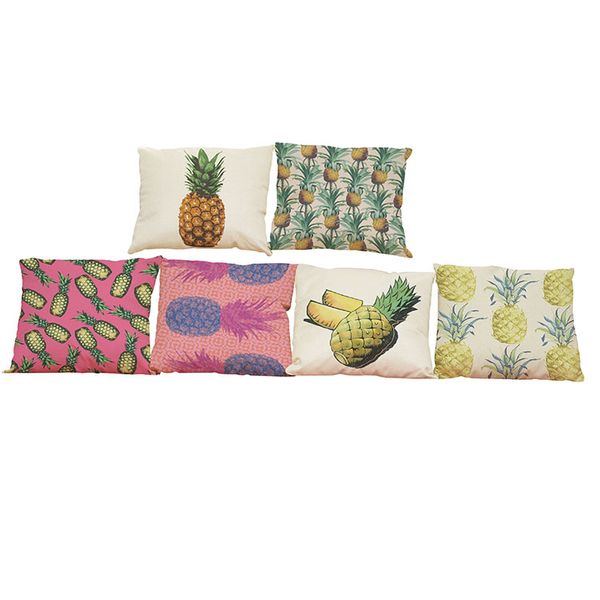 

Creative Oil Painting Pineapple Linen Cushion Cover Home Office Sofa Square Pillow Case Decorative Cushion Covers Pillowcases Without Insert