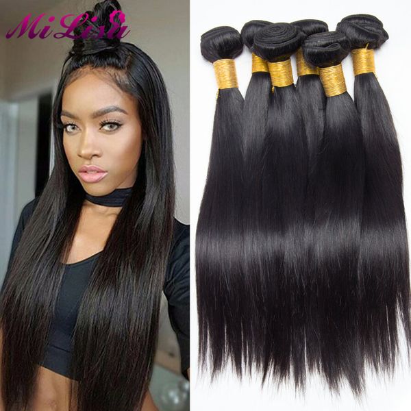 Cheap 3 Bundles Brazilian Straight Hair Natural Black Can Be Dyed