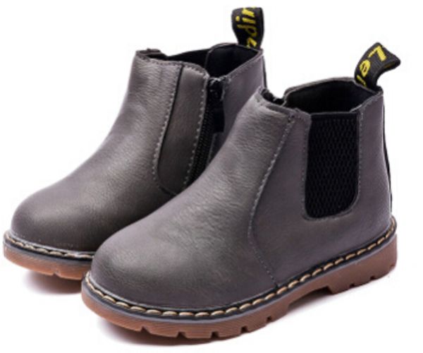 

2018 new spring autumn children shoes pu leather classic martin boots kids snow boots brand toddler boys rubber boots, Black;grey