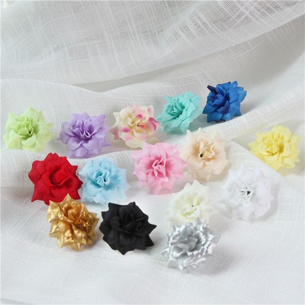 100pcs Flores de rosa artificiais Cabeças Diy Artesanato de seda Flores artificiais Parede para decoração de casamento Bunco de casamento de parede de casamentos