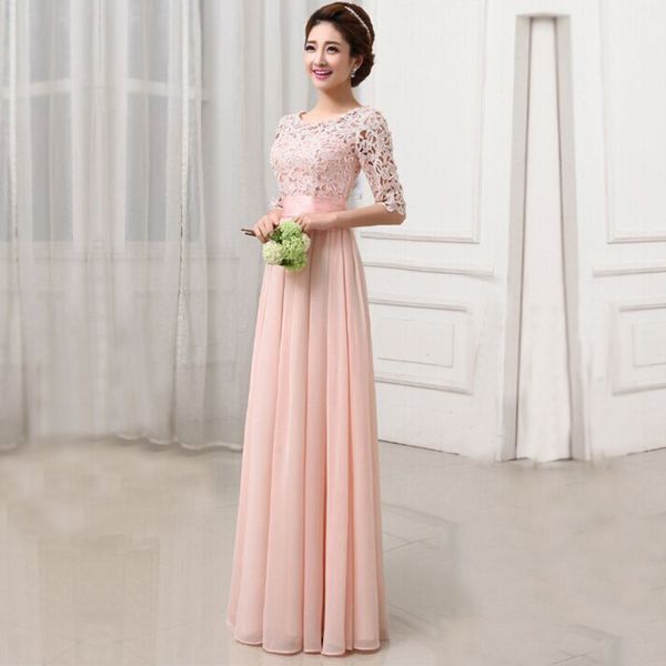 

wholesale- fashion 2017 women dress half sleeve lace chiffon slim maxi long princess party dresses vestido de festa plus size s-5xl, White;black