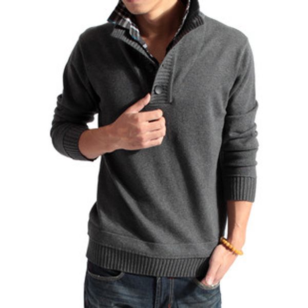 

2017 new pullovers turn-down collar full sweaters blusa masculina sueter faux two piece male sweater men's clothing, White;black