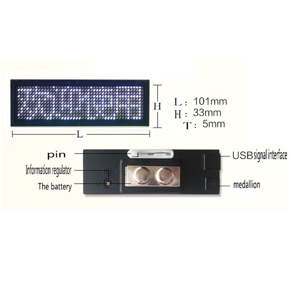 44x11 Branco LED Cartão de Negócios Sinais Exibir placa de publicidade Recarregável Emblemas de negócios programáveis ​​LED sinais