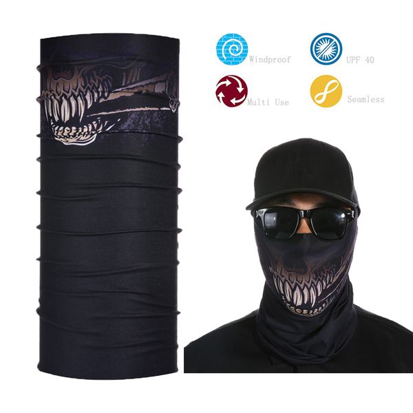 

wholesale- black smoking skull pattern multi function tube bandana, Blue;gray