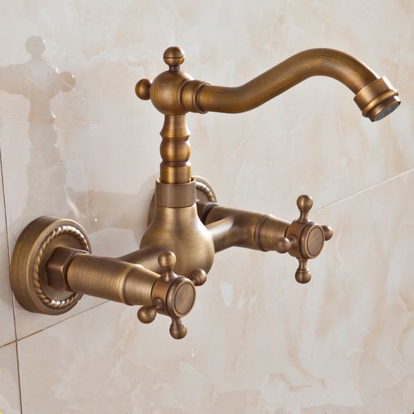 

античная настенная настенная крана европейская старинная винтажная душ, кран 360 градусов, вращающийся полный медный кран ванной