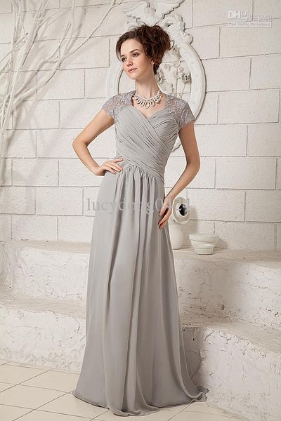 Fatto su misura! Nuovi abiti sexy per la madre della sposa in chiffon con maniche corte in rilievo e senza spalline, con giacca libera