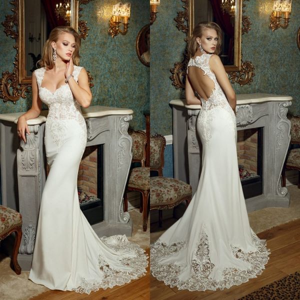 

bien savvy 2017 русалка кружевные свадебные платья спинки аппликация квадратный декольте sweep поезд винтаж труба свадебные платья, White