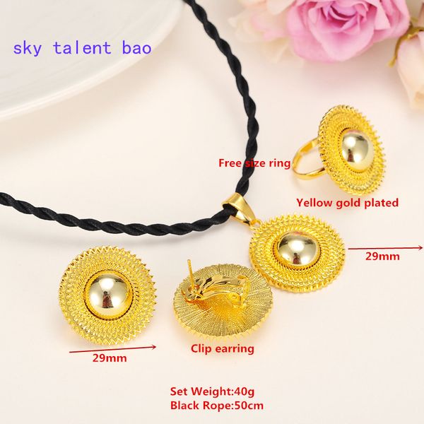 Sky talent bao Promozione all'ingrosso Set di gioielli etiopi joias ouro 24K Real Yellow Gold GF Etiopia Gioielli da sposa africana