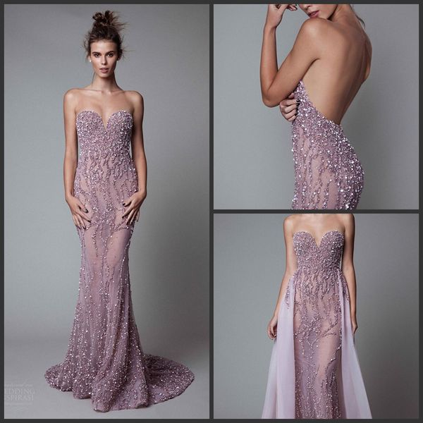 Luxuriöses, perlenbesetztes rosa Ballkleid mit Pailletten, Party-Abendkleider, sexy rückenfreie Abendkleider, Illusions-Schatzkleid mit Überrock und offenem Rücken