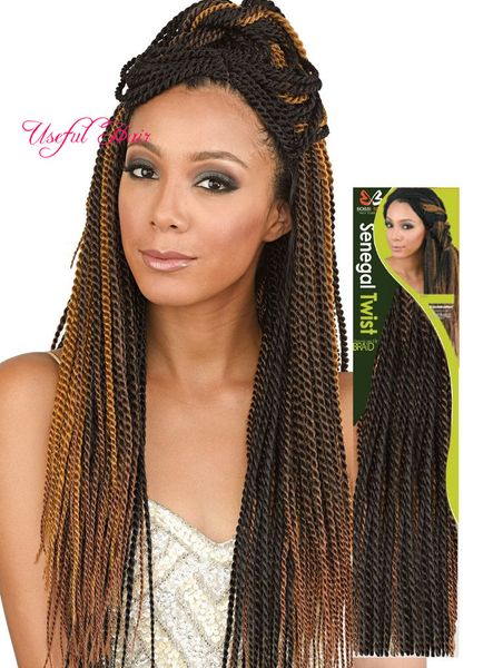 

marley ombre blonde 18" senegalese twist crochet braids hair 6pcs=head kinky curly hair extensions,kanekalon braiding hair for women, Black