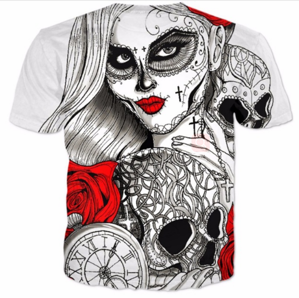 

новейшая мода мужская / женская красивая девушка сахар череп футболка летний стиль смешно унисекс 3d печати повседневная футболка aa321, White;black