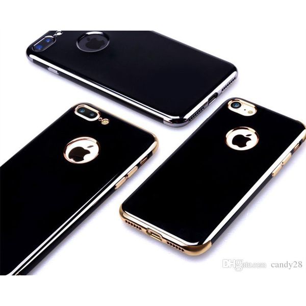 

3 в 1 черный покрытие края сотовый телефон случае роскошные гальваническим мягкий тпу ультра тонкий силиконовый чехол для iphone7 6s plus sa