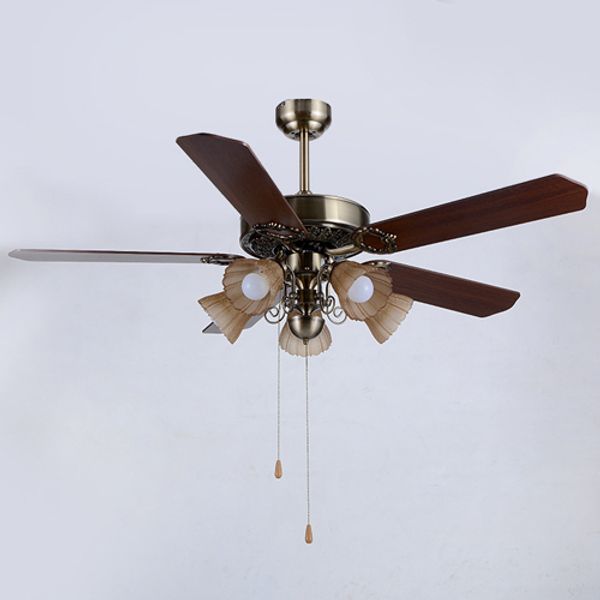 2019 Retro European American Style Led Ceiling Fans Lights 52 Inches 132 Cm 5 Wooden Blades Mute Energy Saving Led Ceiling Fan Lighting From Forlight