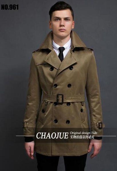 

men in the spring and autumn fashion new business leisure trench coat of cashmere woolen cloth big yards / s-6xl, Black