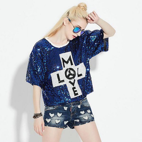 

Женщины Bling Sequined T рубашки Camisas Femininas 2017 Ropa Mujer Plus Размер Gliiter Tops Ladies Ds Jazz Hip Hop Club Clothing