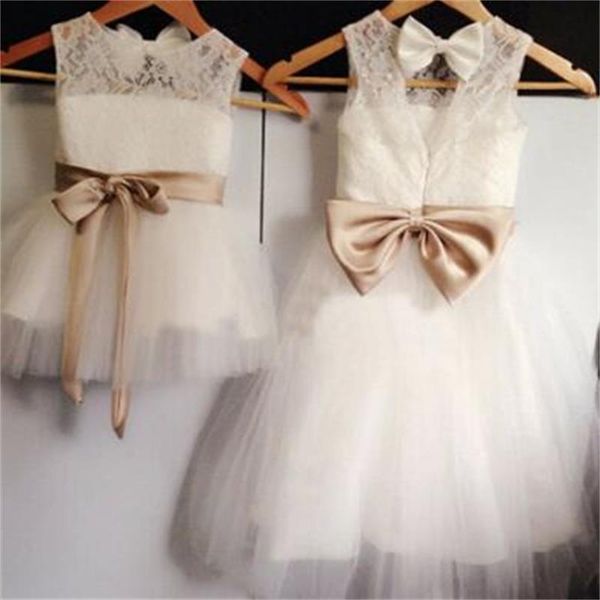 

new real flower girl dresses bow sashes keyhole party communion pageant dress for wedding little girls kids/children dress, White;blue