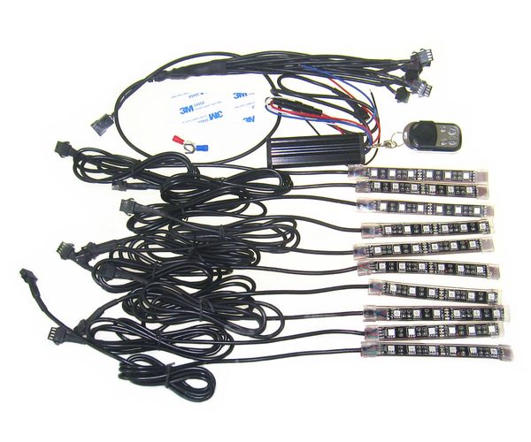 

wireless 4 buttons control 18 color 10pcs rgb smd5050 4.5 inches flexible led strip motorcycle neno accent light more function kit