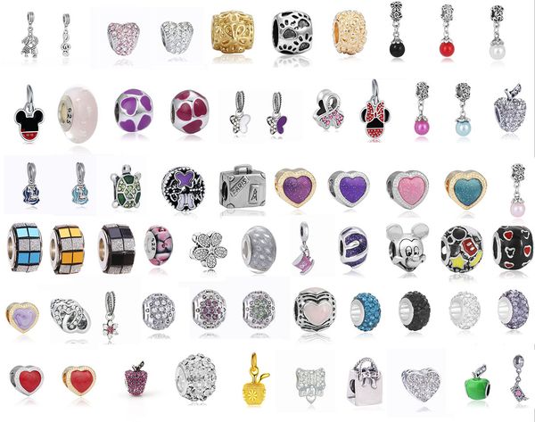 

Whole ale 50pc mixed theme pendant charm terling ilver european charm bead fit pandora bracelet nake chain fa hion diy jewelry