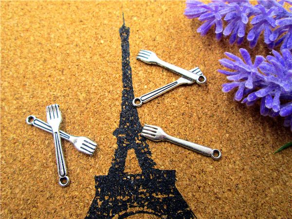 

150pcs--cutlery charms, antique tibetan silver tone fork charms pendants, dinner fork 24x5mm, Bronze;silver