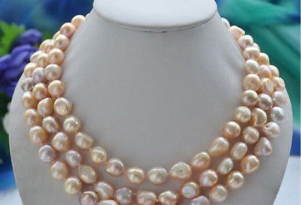 

50" 10-11mm pink lavender baroque freshwater cultured pearl necklace, Silver