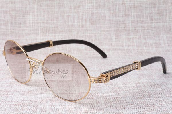 

high-end round diamond sunglasses 7550178 natural black angle bending sunglasses men female eyeglasses size: 57-22-135 mm, White;black