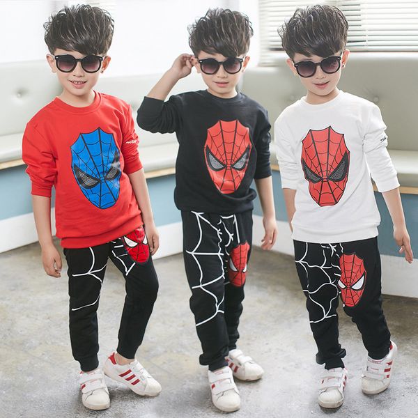 

Человек-паук младенца мальчиков Kid Sportswear Tracksuit Outfit мультфильм костюм летние дети мальчиков одежда Longsleeve Hoodies одежды набор B1