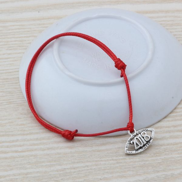 

MIC 20pcs Adjustable Bracelets Antique silver Alloy " 2018 "Charm Adjustable Red Waxes rope Bracelet B-61